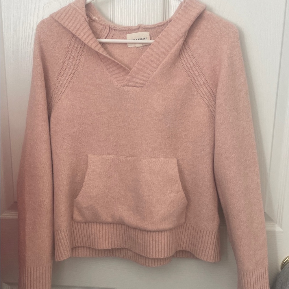 Lucky Brand Pink V-Neck Hooded Sweater